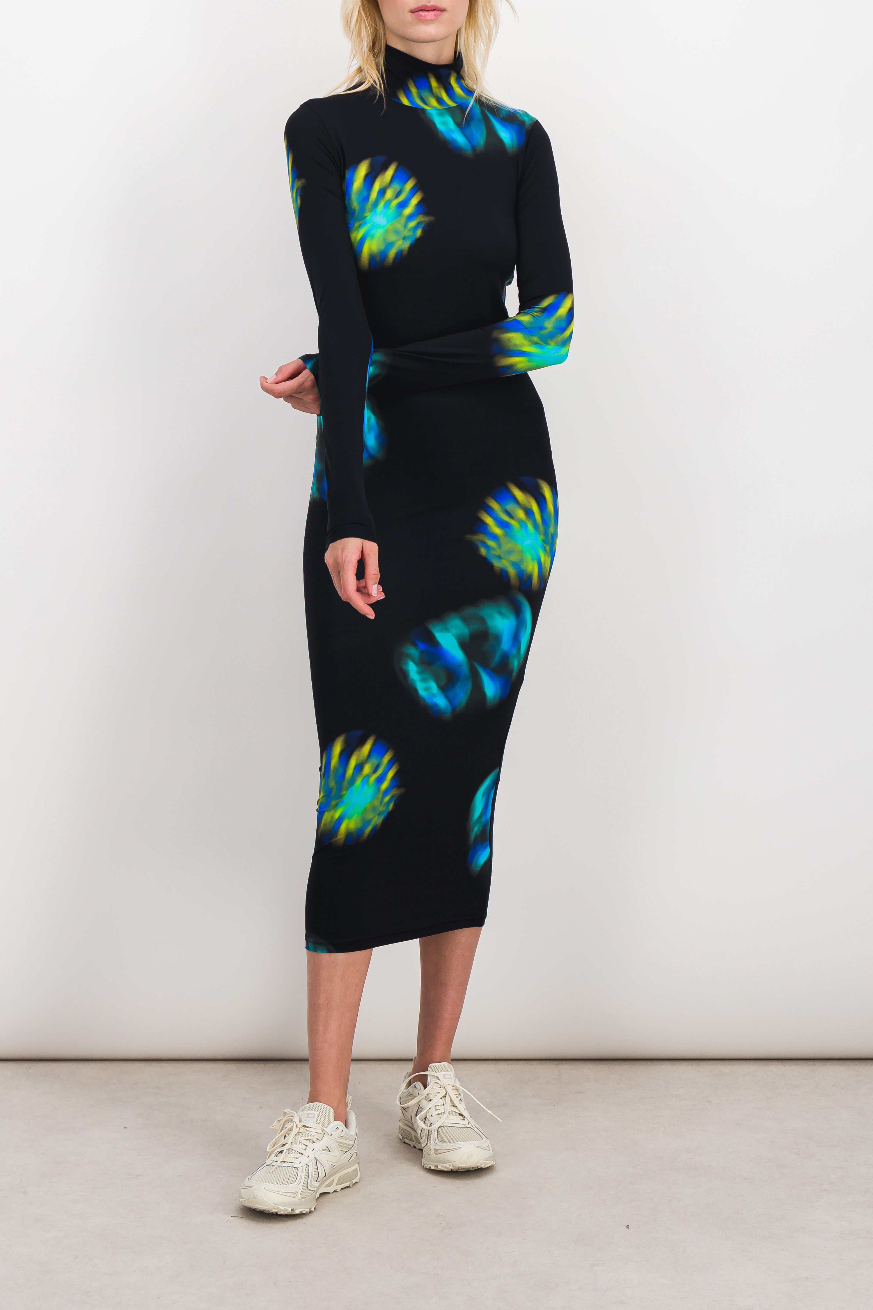 Shop Nina Ricci Bodycon Printed Jersey Dress In Black