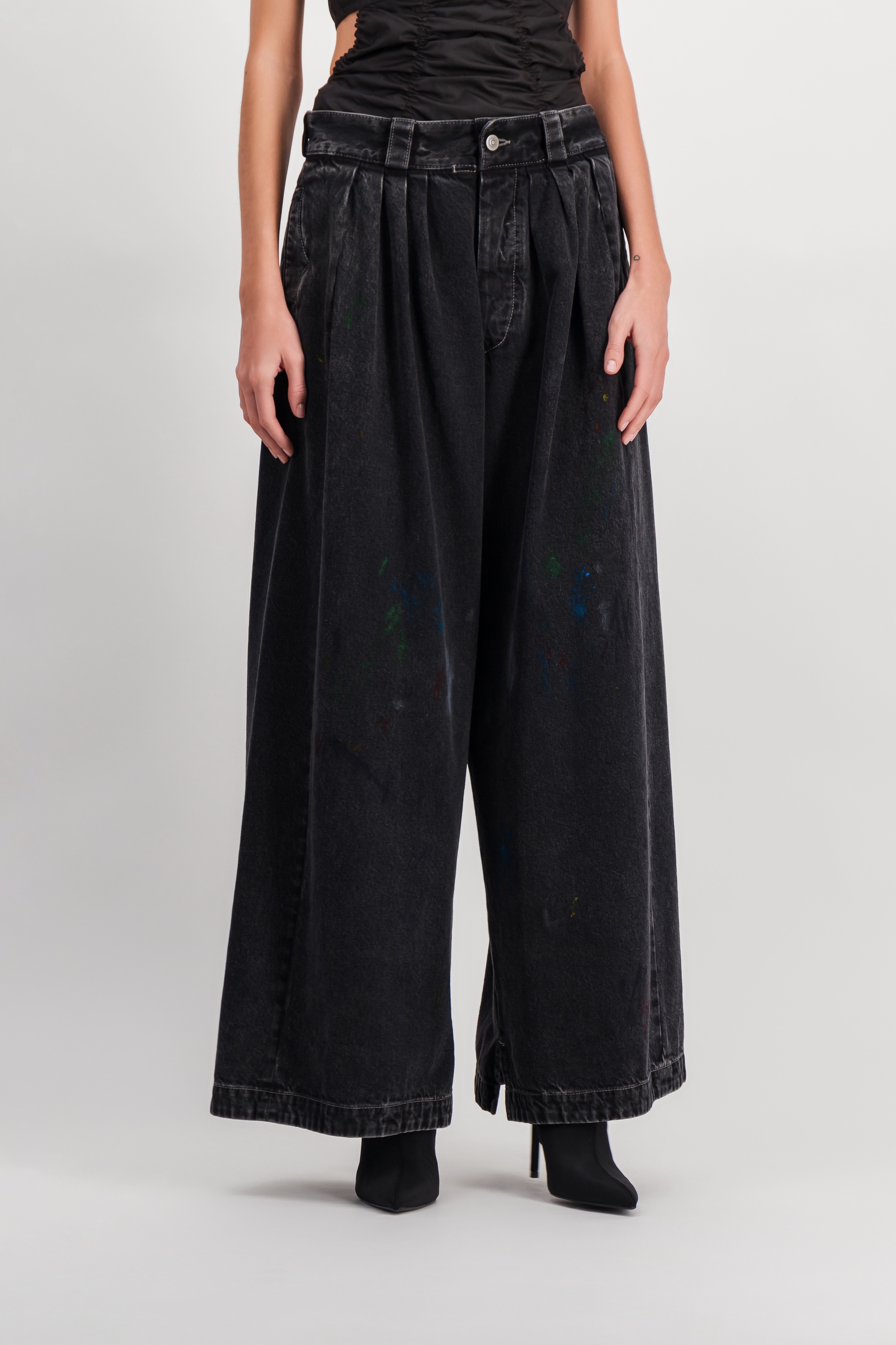 MAISON MARGIELA WASHED BLACK BAGGY WIDE LEG JEANS,S51KA0575-S30842