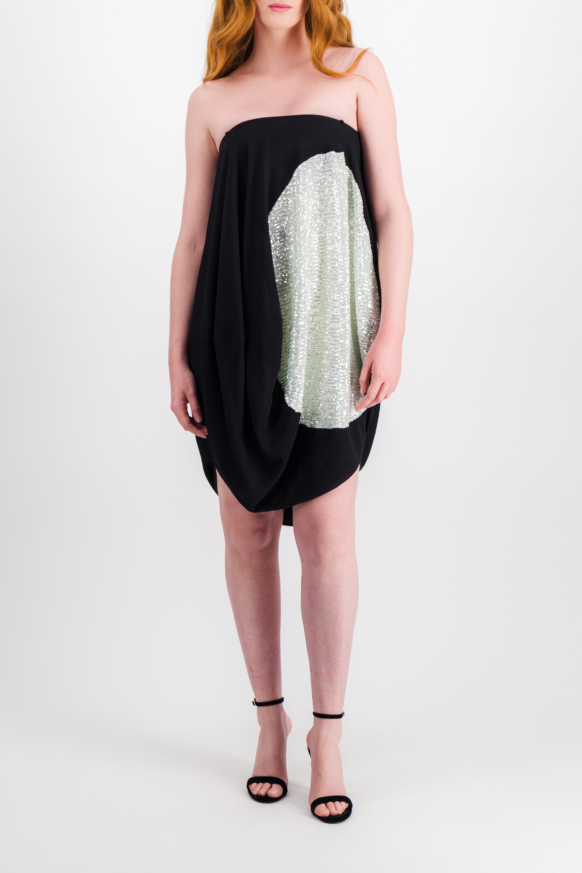 Shop Nina Ricci Cocoon Shaped Midi Dress With Sparkles In Black