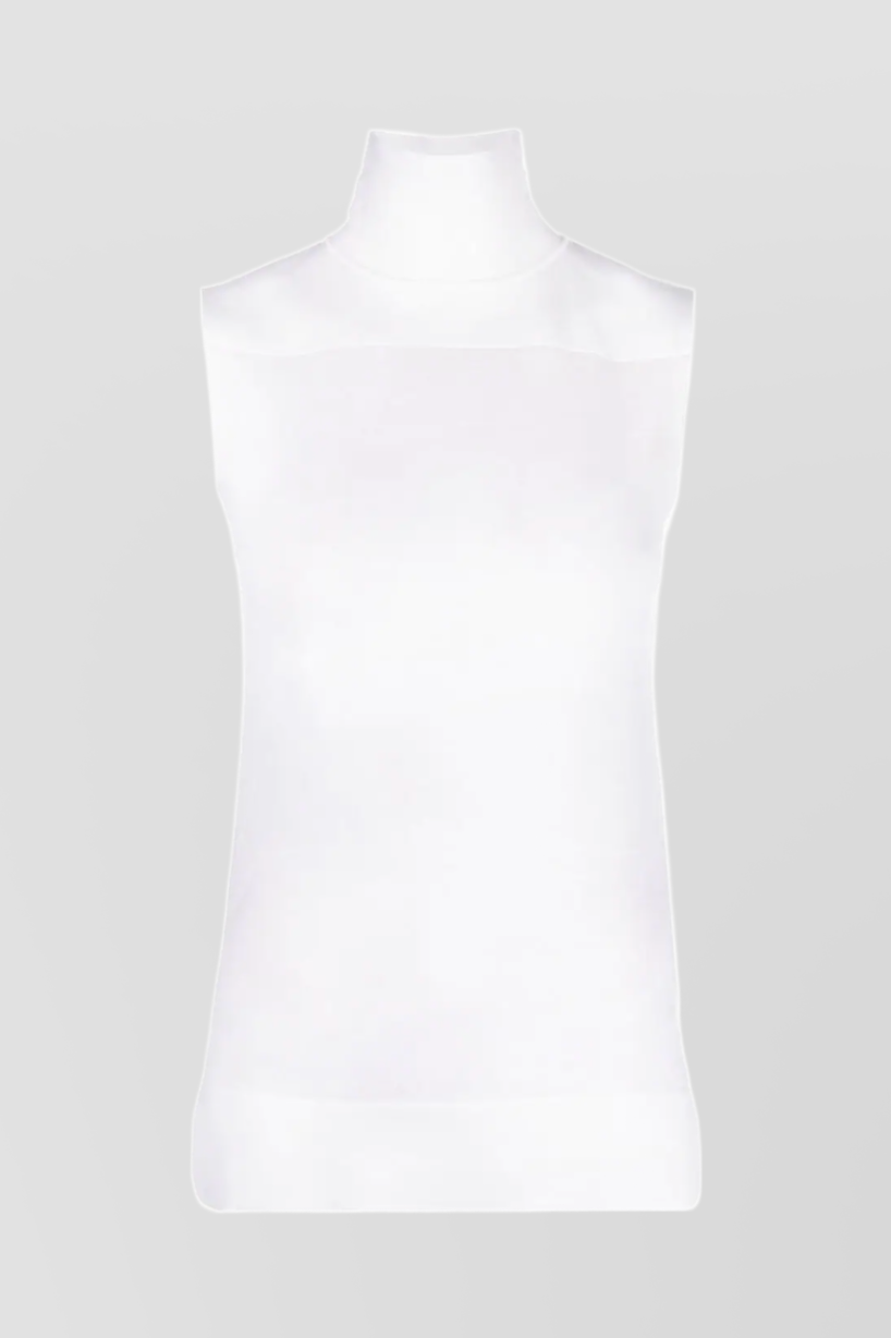 Shop Jil Sander High Neck Sleeveless Chiffon Top In White