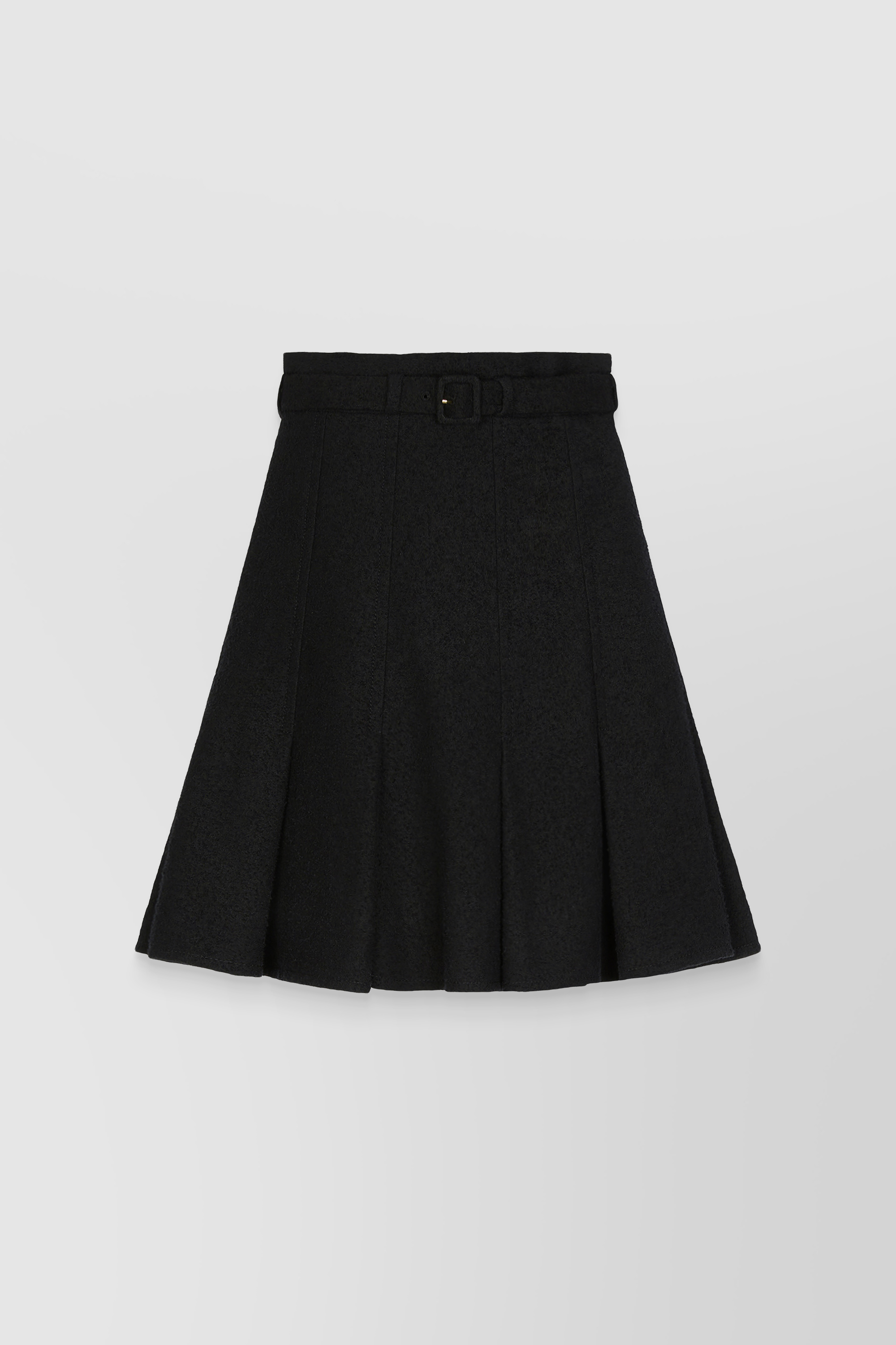 Shop Patou Pleated High Waisted Tweed Mini Skirt In Black