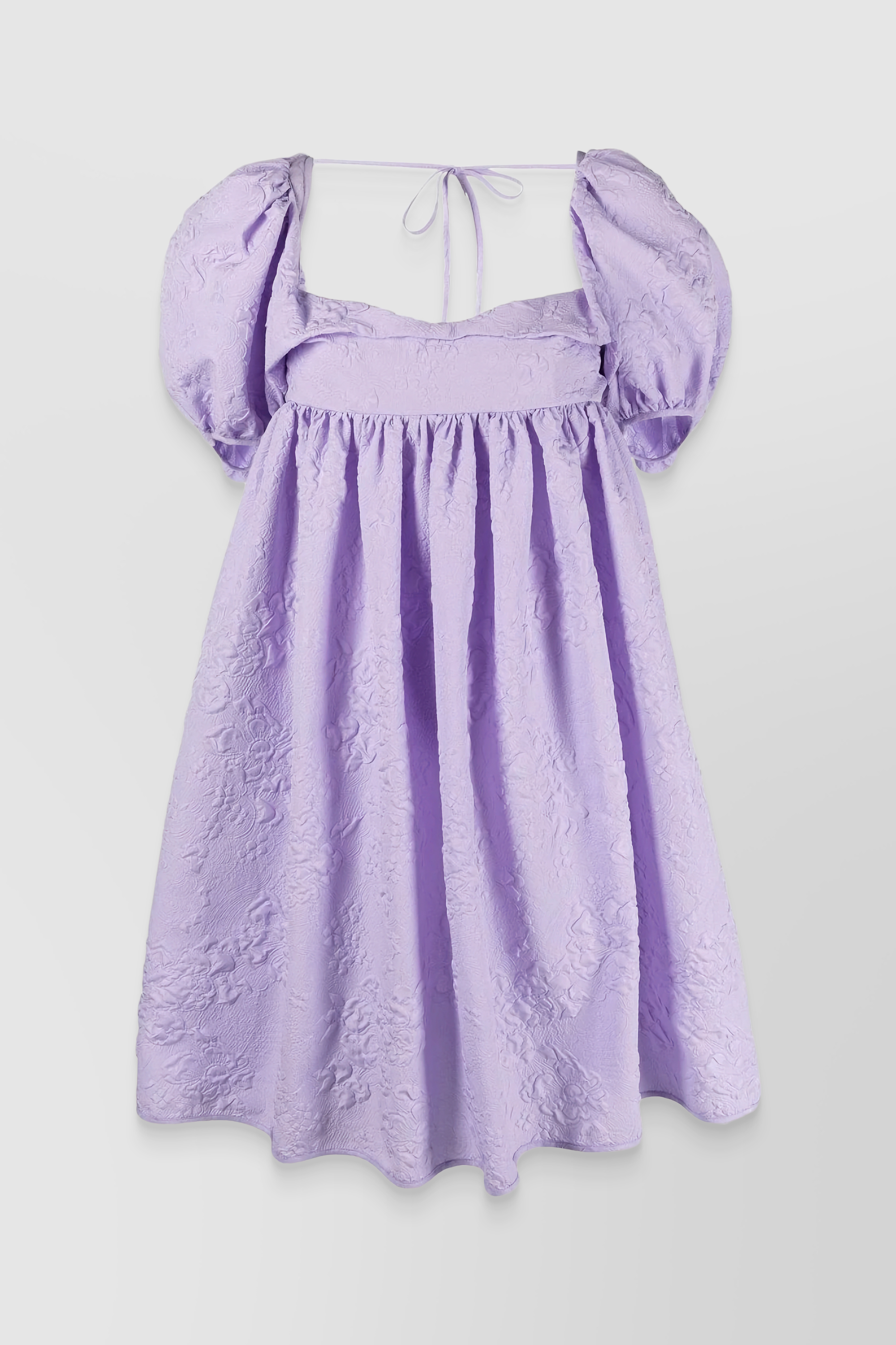 Shop Cecilie Bahnsen Puff Sleeve Matelassé Dress In Purple