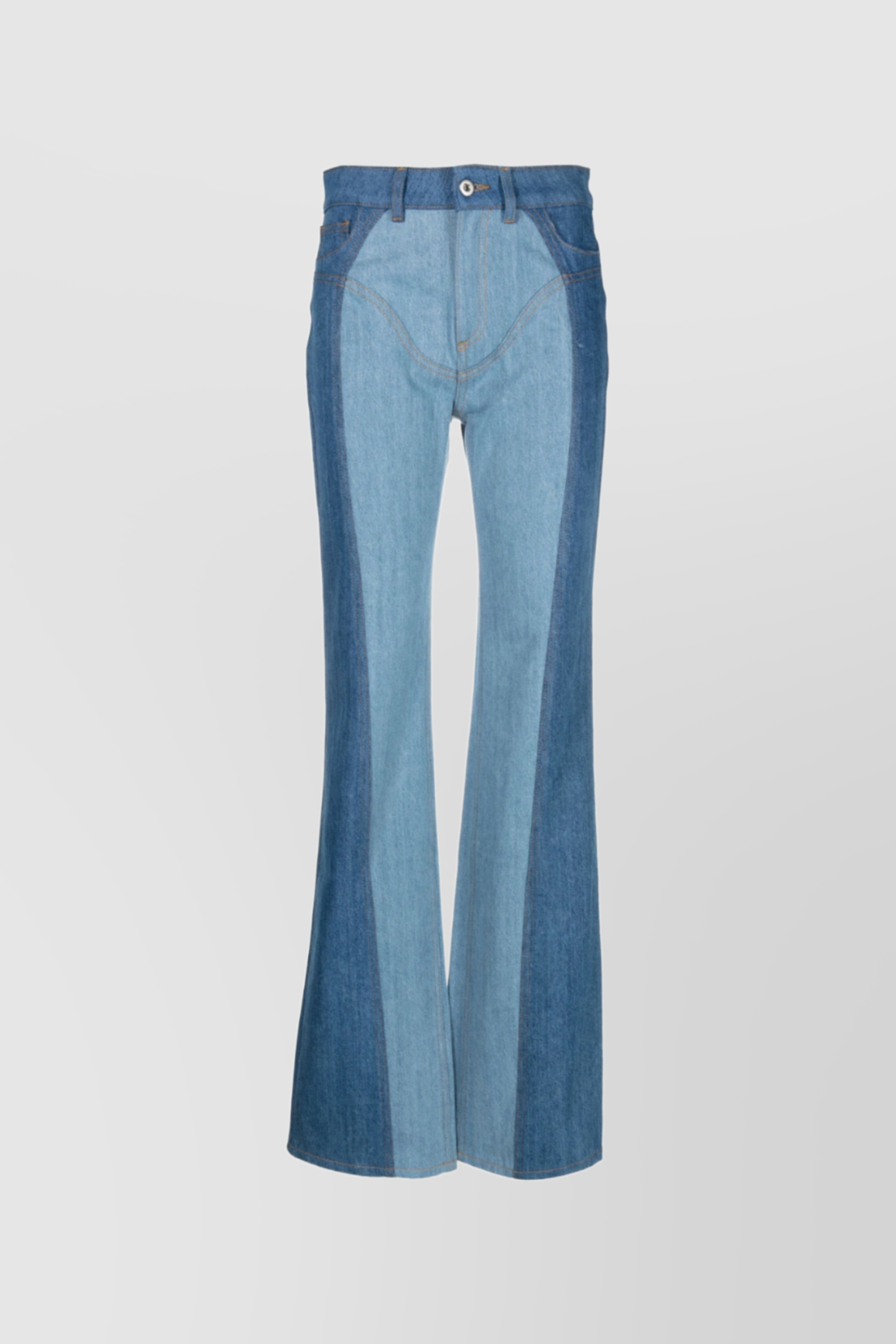 Nensi Dojaka Contrast Wide Flared Denim Jeans In Blue