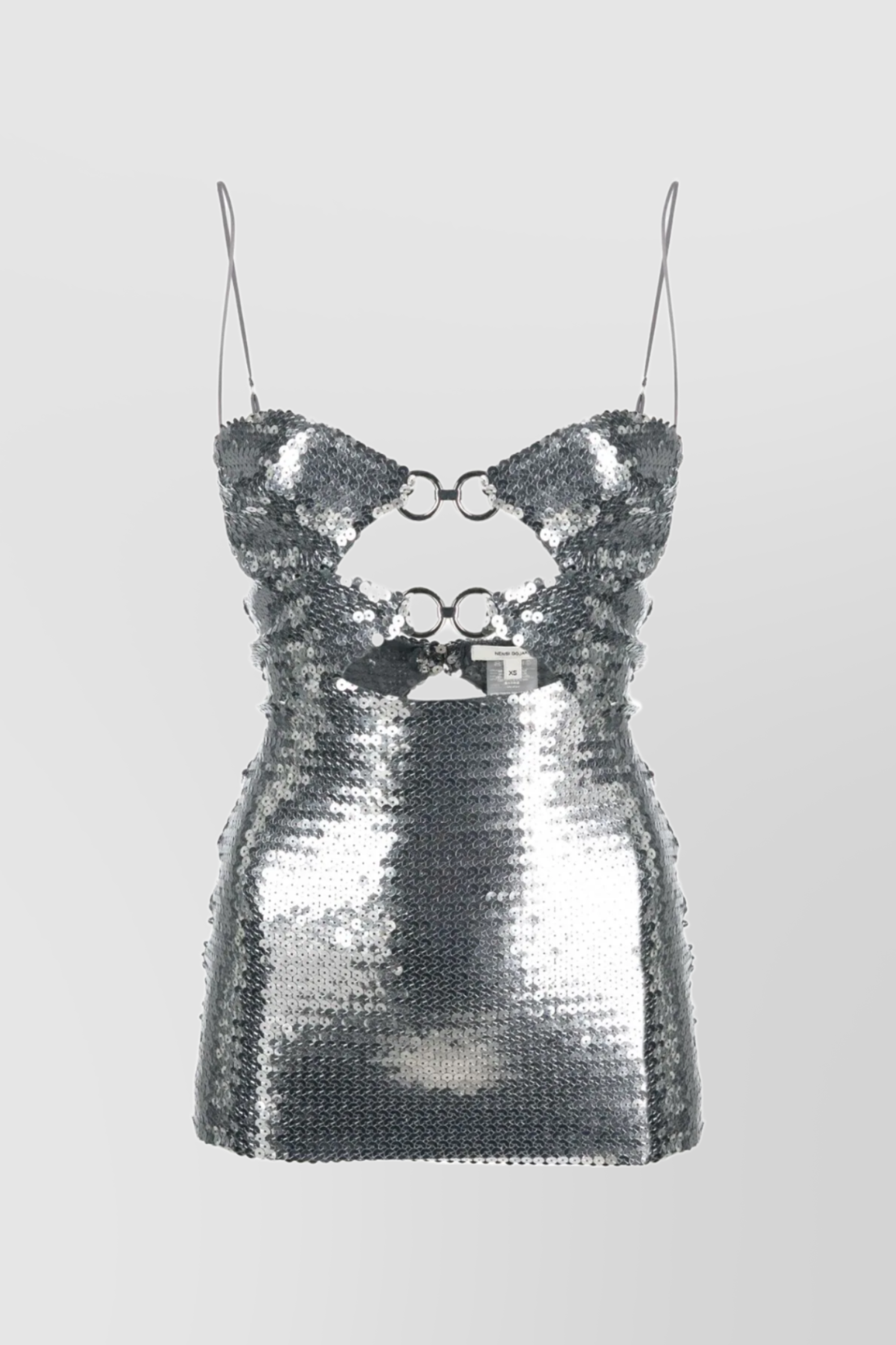 Nensi Dojaka Sliver Sequinned Cut-out Top In Silver