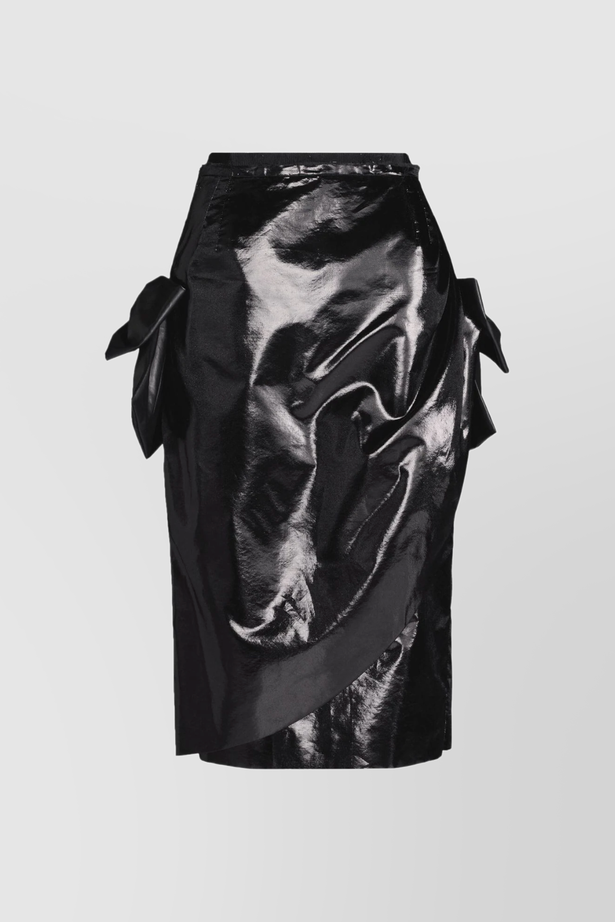 Shop Maison Margiela Draped Pencil Midi Skirt With Side-bows In Black