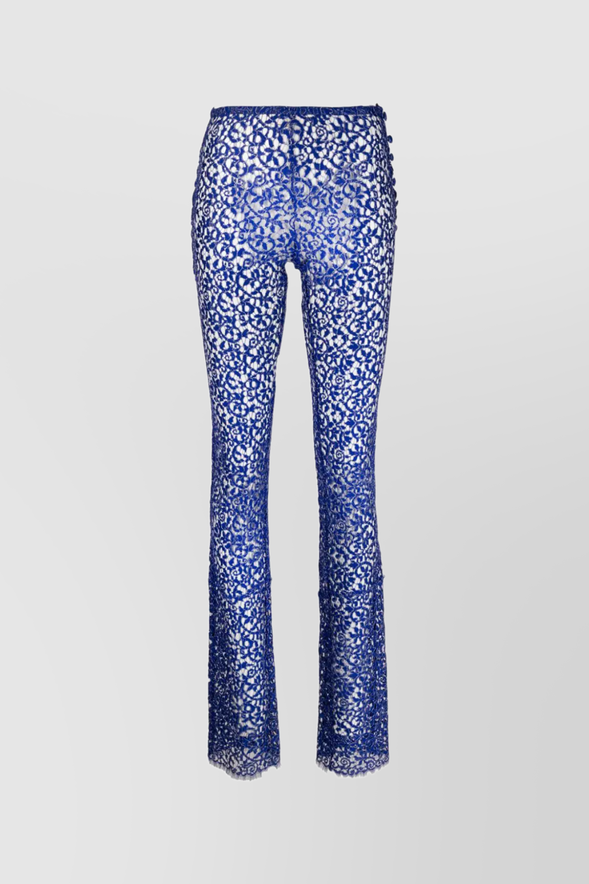 Shop Coperni Electric Blue Lace Flared Trousers