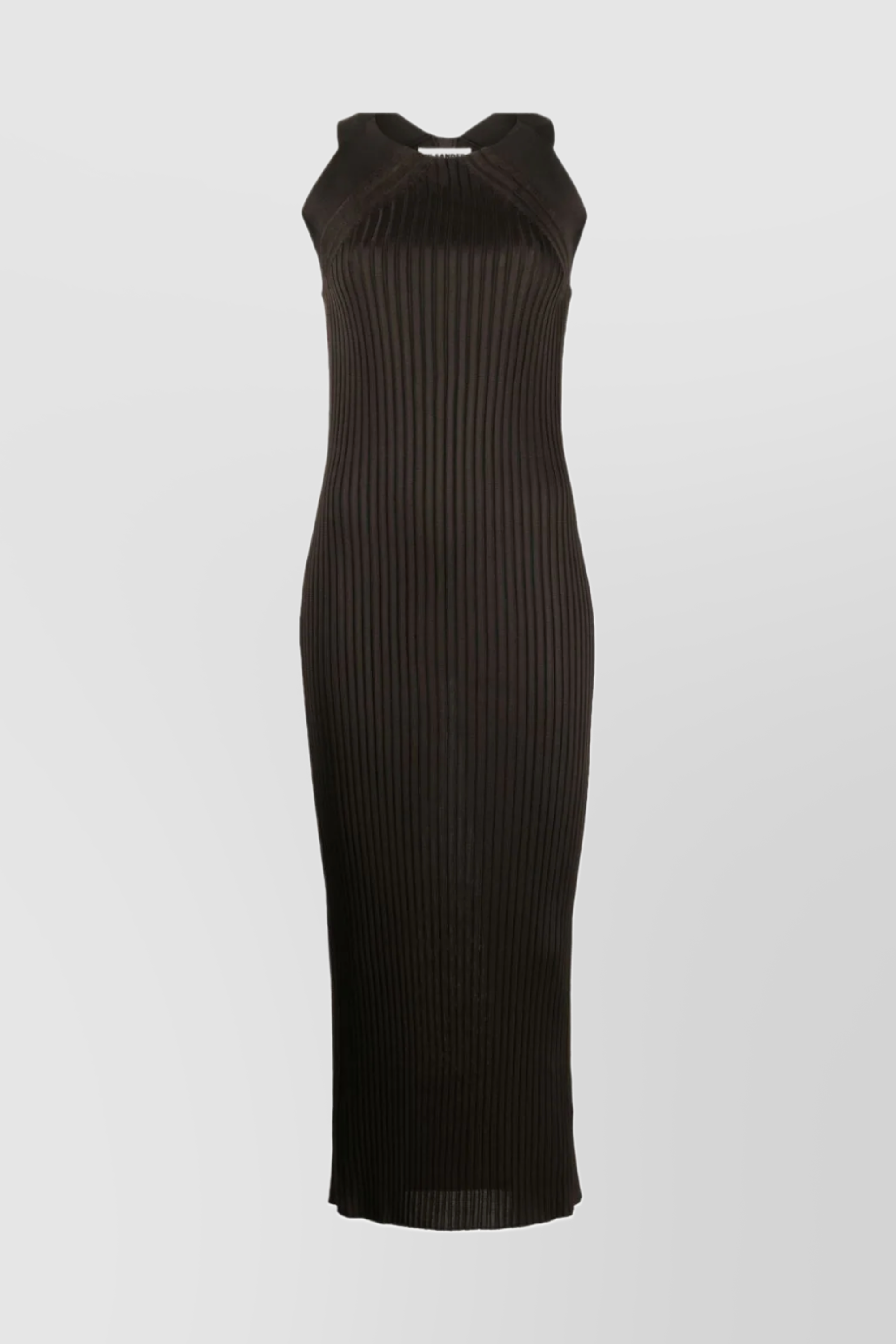 Shop Jil Sander Ribbed-knit Midi Dress In Brown
