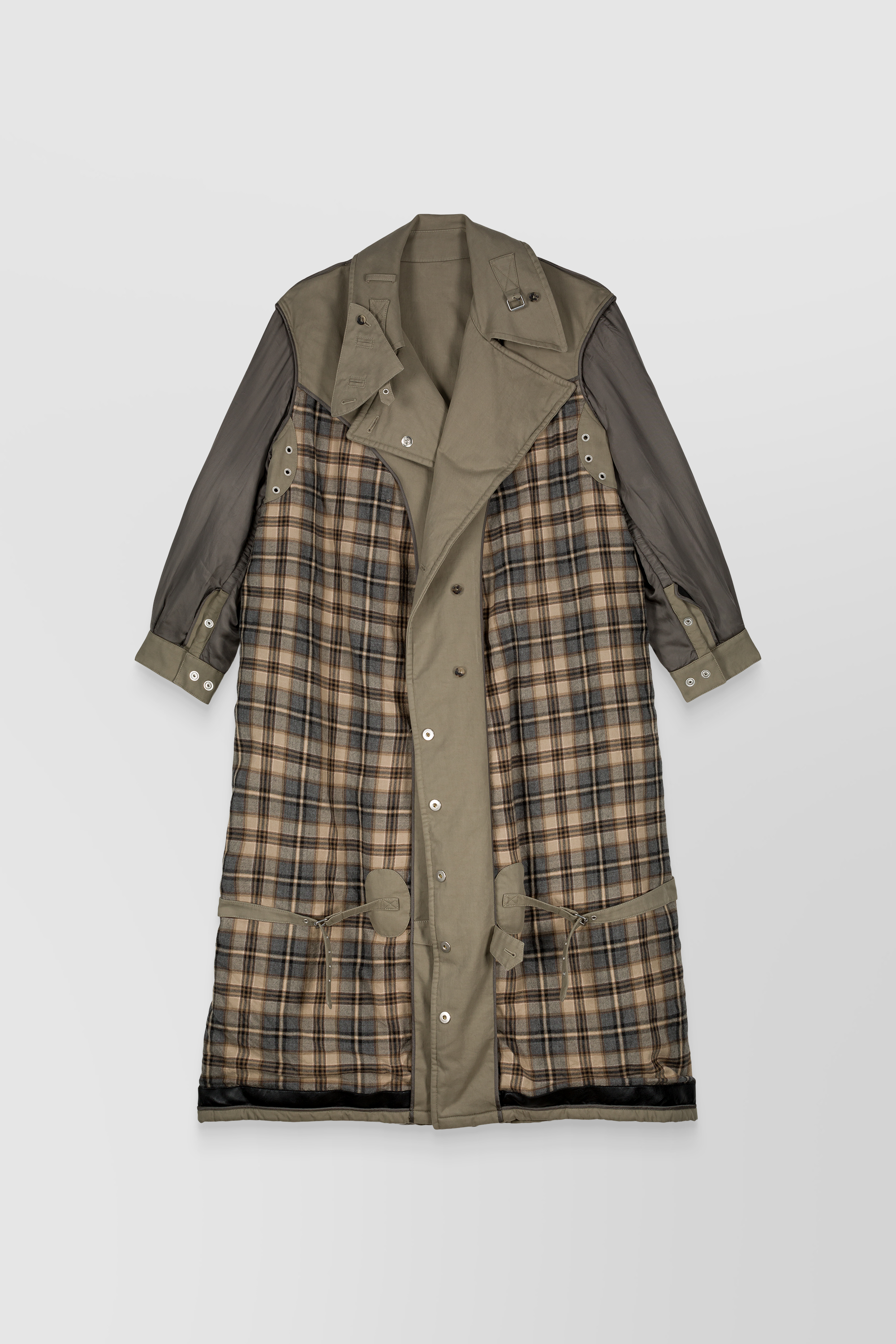 Maison Margiela Reversible Oversized Cotton Check Trench Coat In