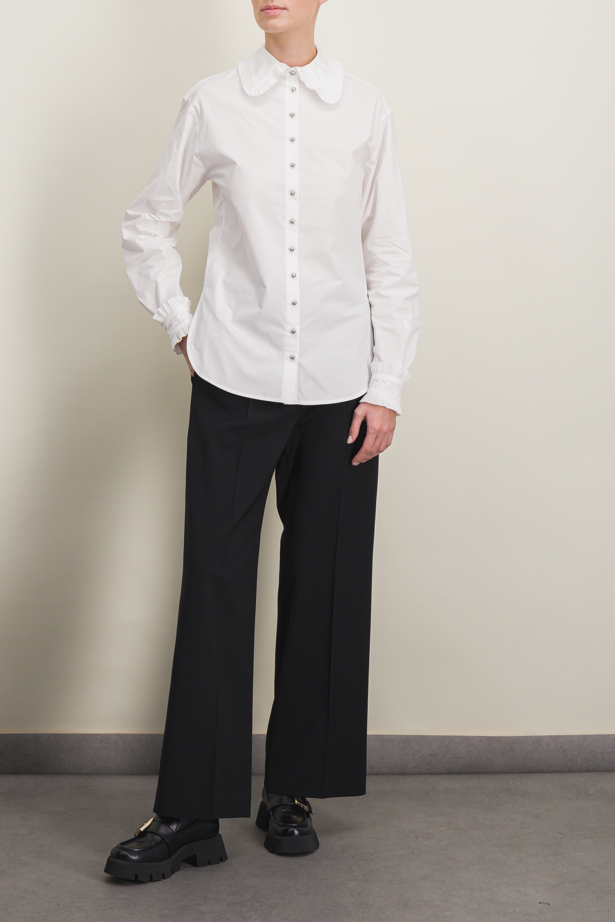 Shop Rabanne Organic Cotton Shirt With Ruffled Details In White