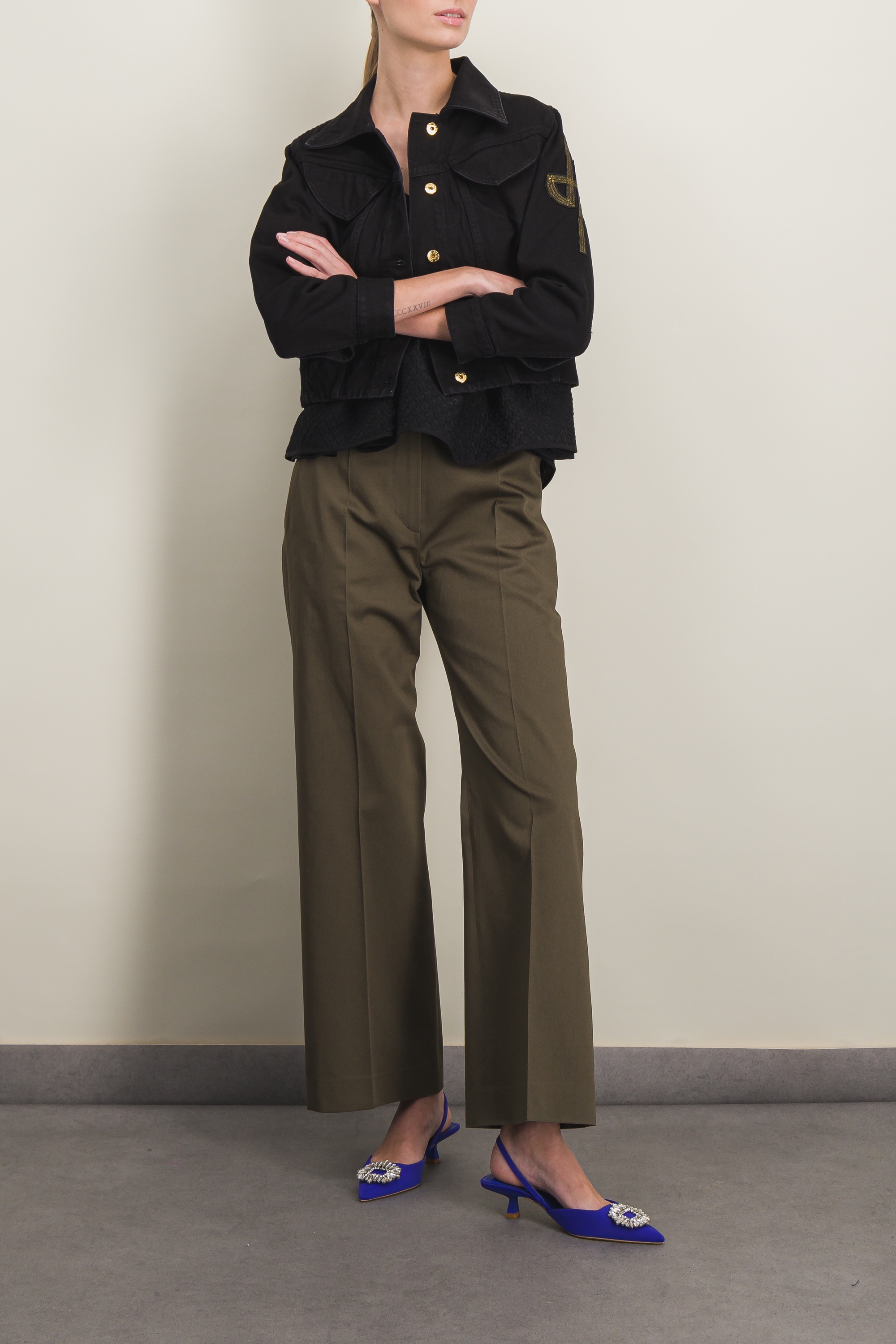 Shop Patou Straight Leg Bronze Organic Coton Tailoring Pants In Brown