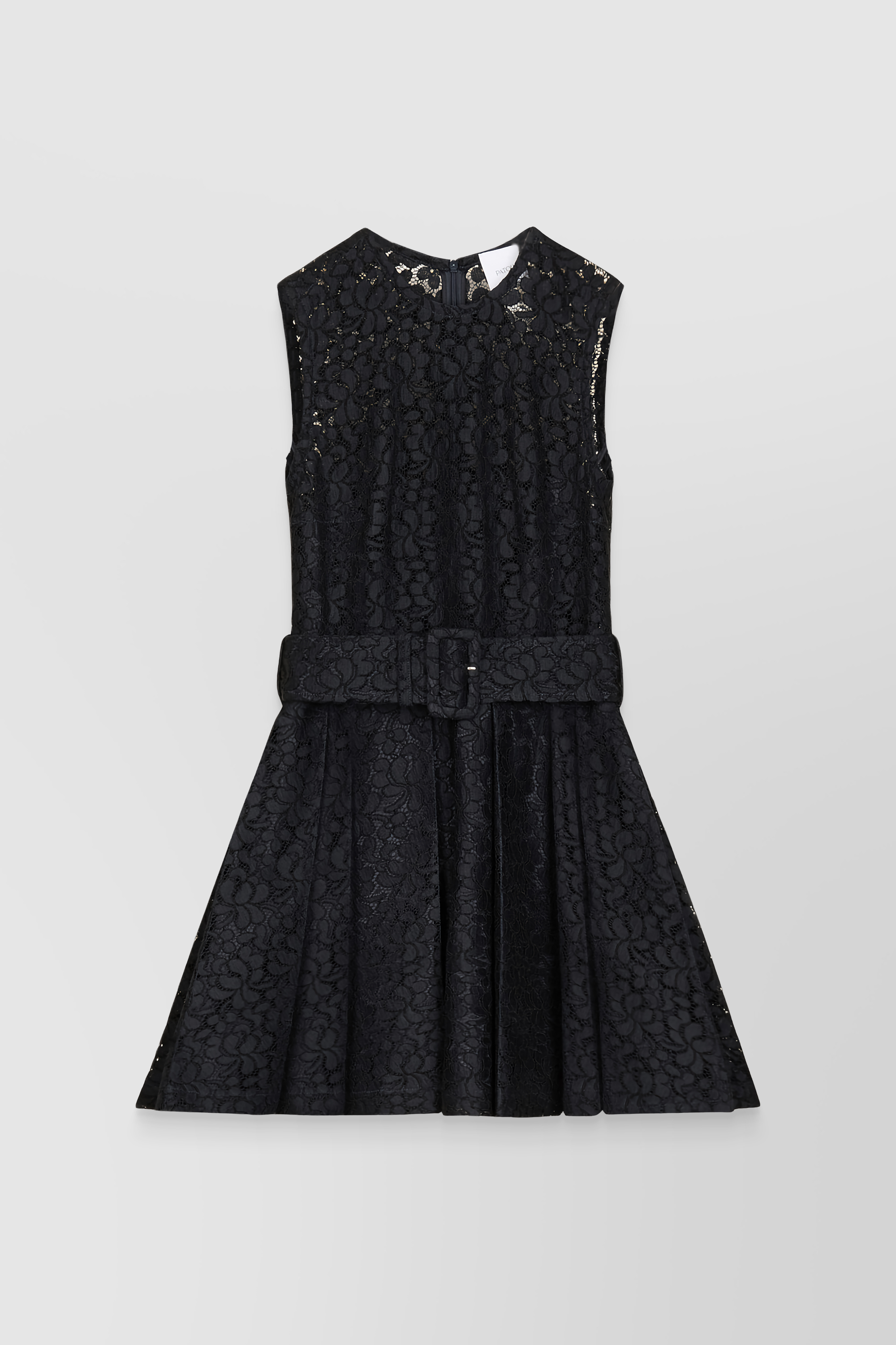 Patou Pleated Eco-lace Mini Dress In Blue