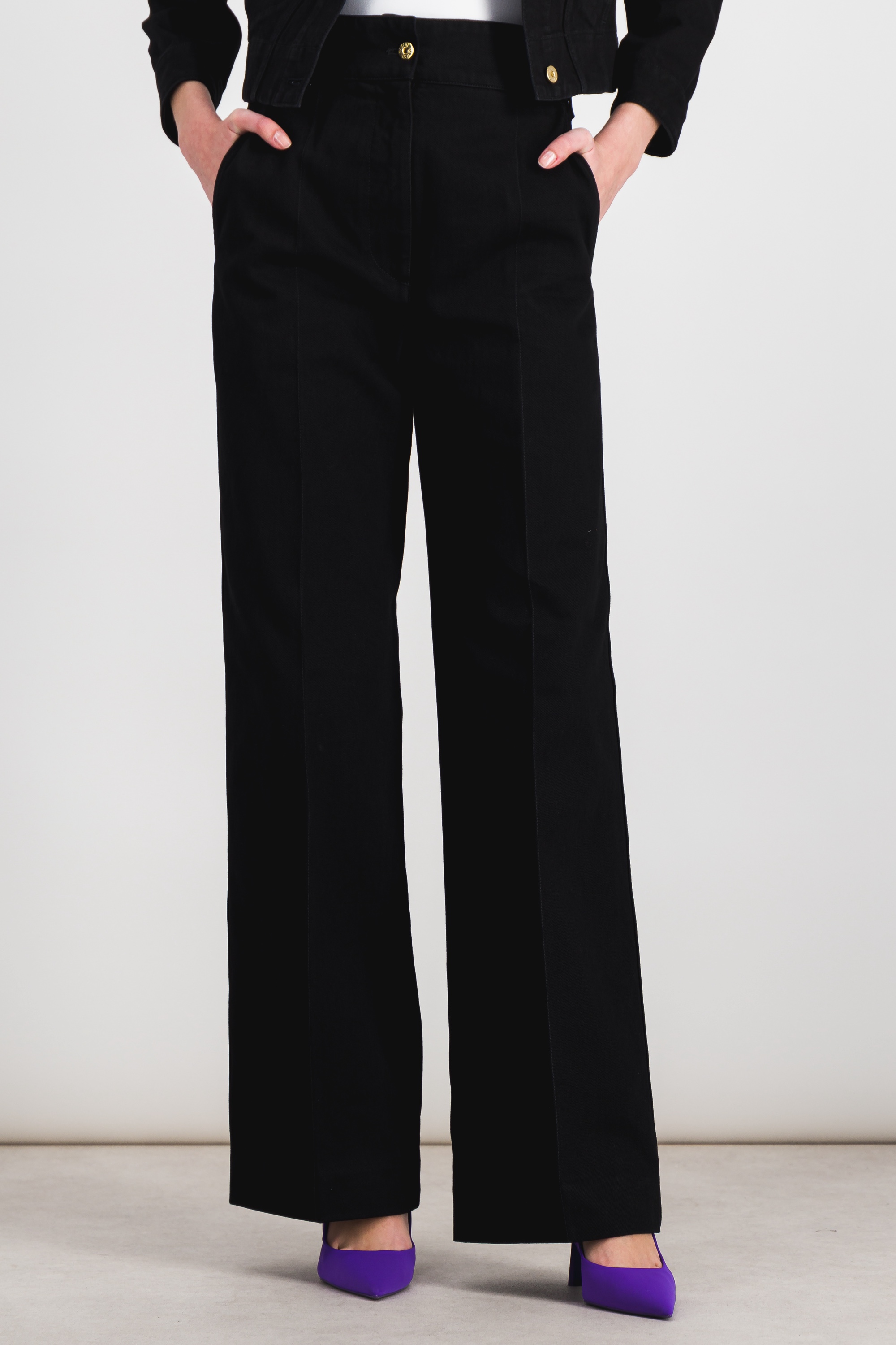 Patou Organic Denim Straight Leg Black Pants