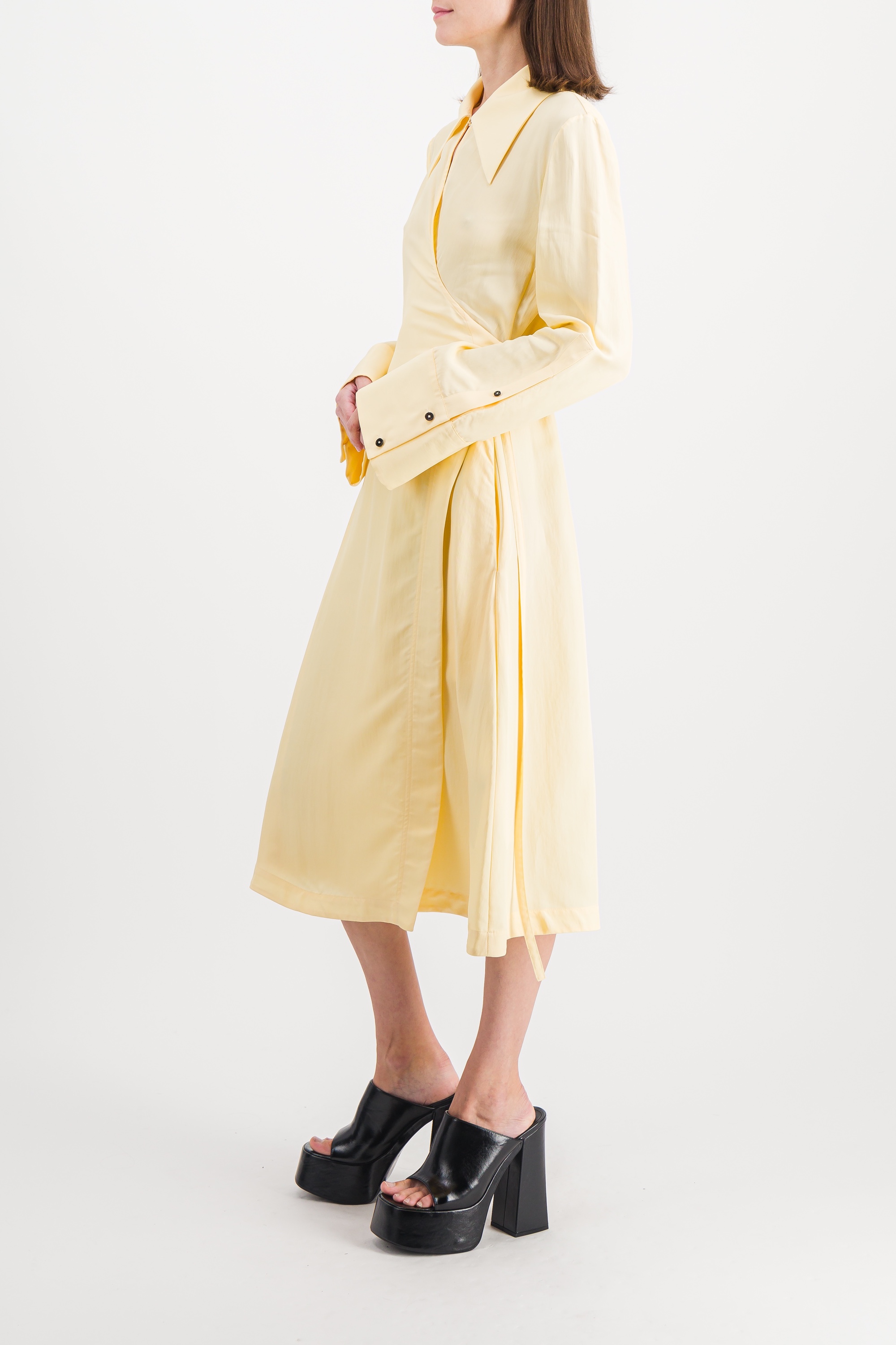 Shop Jil Sander Viscose-silk Wrap Midi Dress In Beige