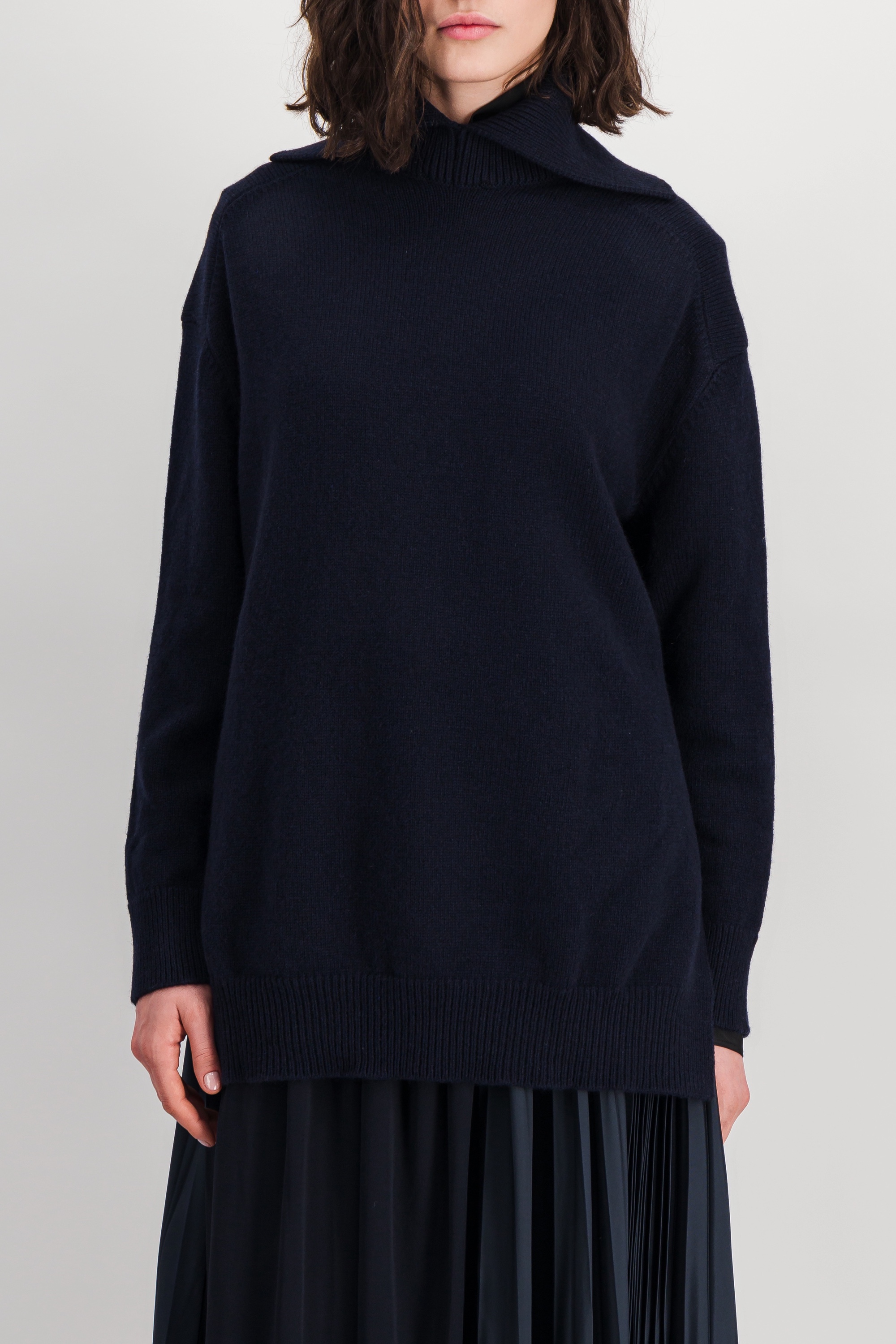 Jil Sander Oversize Funnel Neck Sweater In Blue