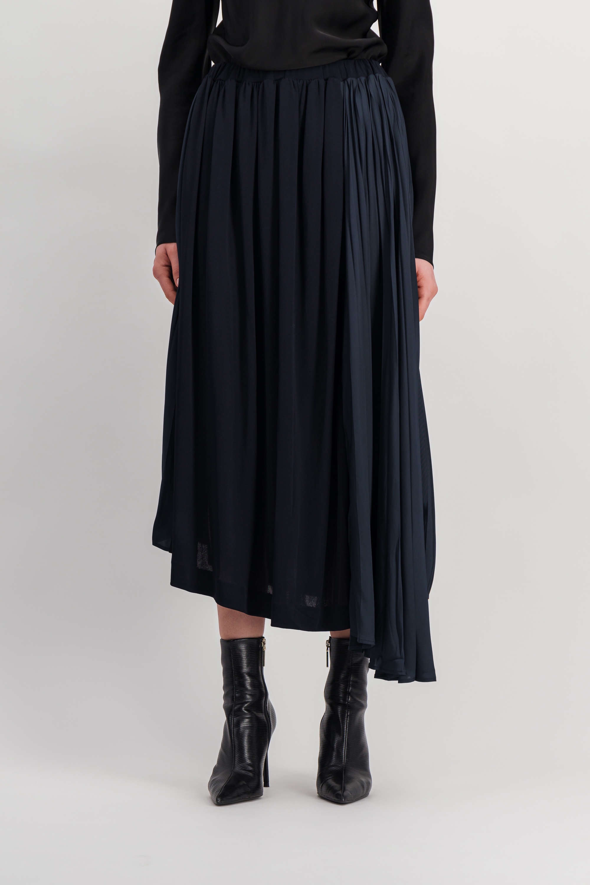 Shop Jil Sander Asymmetric Pleated Crêpe Skirt In Blue
