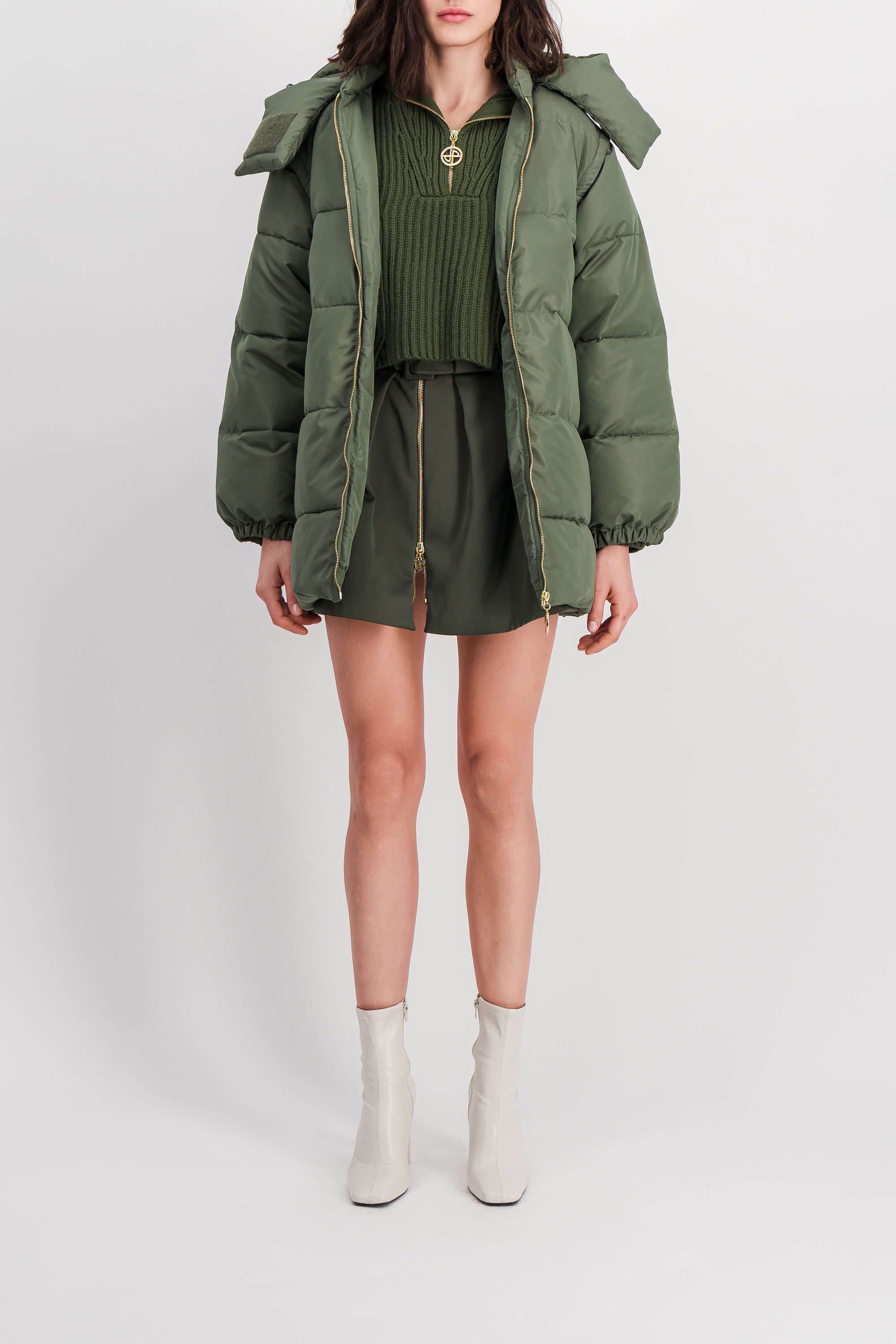 Shop Patou Oversized Parka With Detachable Sleeves In Green